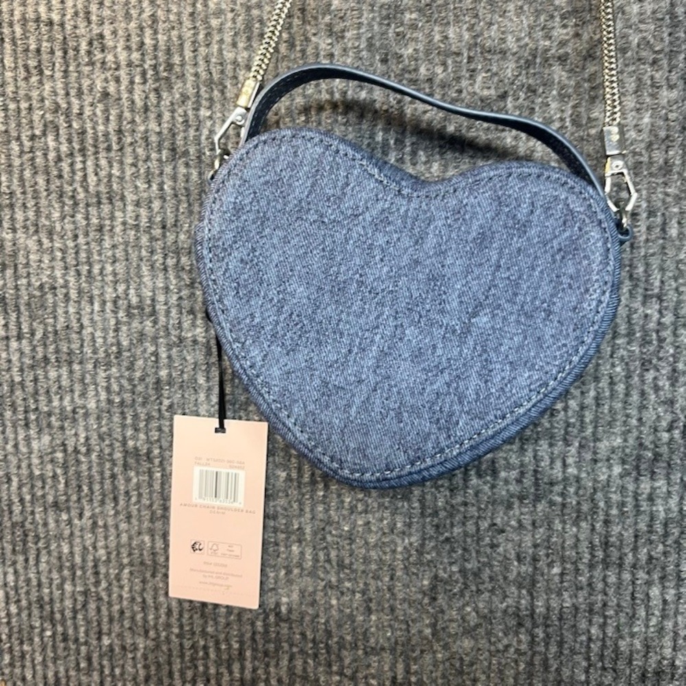 Paris Hilton Denim Heart Crossbody Bag Rhinestone Blue Y2K Paris Logo NWT - Picture 4 of 5